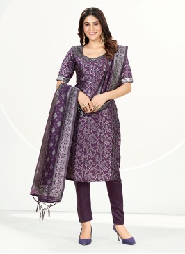 Ethnic Purple Ceremonial Pant Style Suit