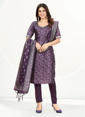 Ethnic Purple Ceremonial Pant Style Suit