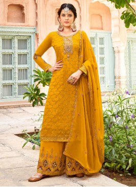 Exceeding Embroidered Mehndi Long Length Salwar Kameez