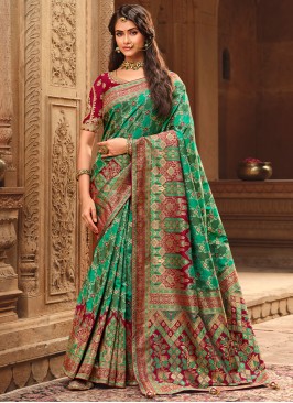 Exceeding Green Weaving Classic Saree