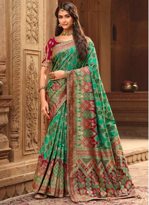 Exceeding Green Weaving Classic Saree
