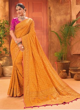 Exceeding Mustard Handwork Classic Saree