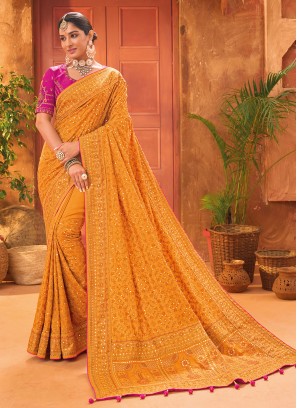 Exceeding Mustard Handwork Classic Saree