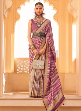 Exceeding Printed Silk Pink Saree