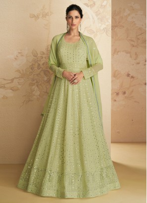Exceeding Sea Green Floor Length Gown