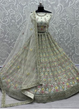 Exceeding Sea Green Zari A Line Lehenga Choli