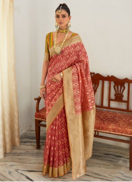 Exceeding Woven Red Silk Contemporary Saree