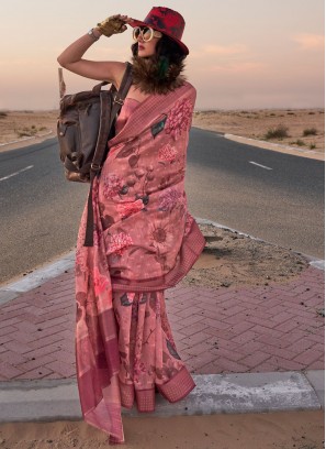 Excellent Brown Woven Linen Trendy Saree