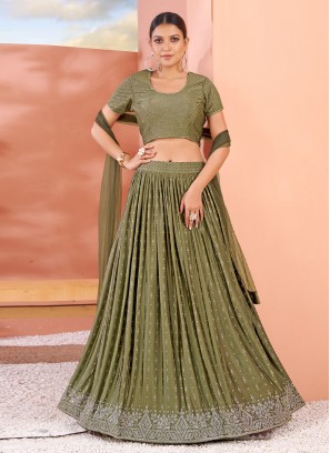 Excellent Green A Line Lehenga Choli