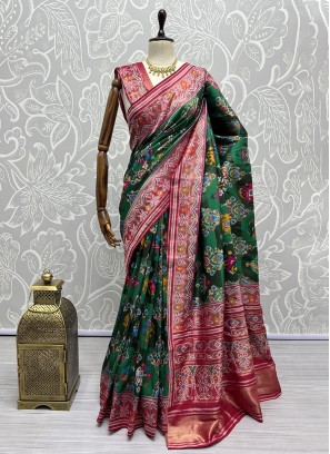 Excellent Silk Multi Colour Trendy Saree