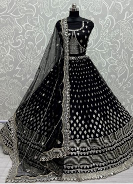 Exceptional Black Embroidered Lehenga Choli