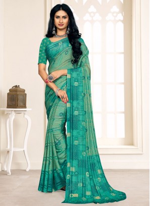 Exceptional Faux Crepe Weaving Casual Saree