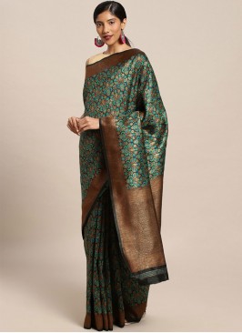 Exceptional Green Weaving Kanjivaram Silk Traditional Saree