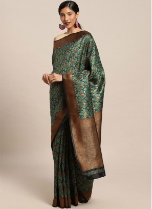 Exceptional Green Weaving Kanjivaram Silk Traditional Saree