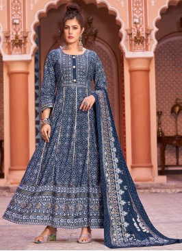 Exceptional Navy Blue Readymade Gown