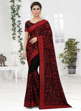 Exciting Embroidered Black Contemporary Saree