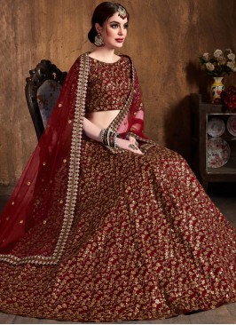 Exciting Maroon Raw Silk Lehenga Choli