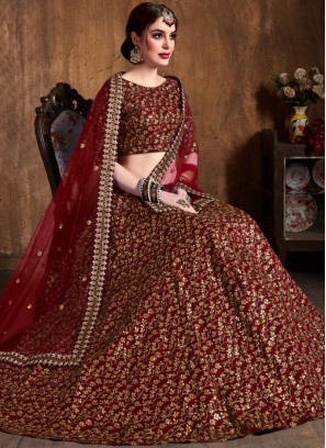 Exciting Maroon Raw Silk Lehenga Choli