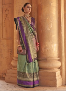 Exciting Patola Print Green Silk Classic Saree