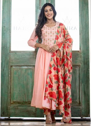 Exciting Peach Printed Salwar Kameez