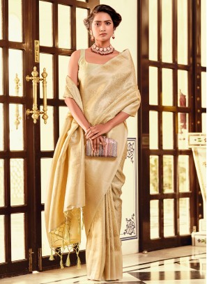 Exciting Yellow Zari Contemporary Style Saree