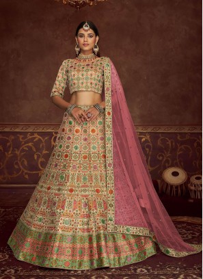 Exclusive Beige Color Art Silk Lehenga Choli