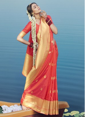Exclusive Orange Color Saree In Silk
