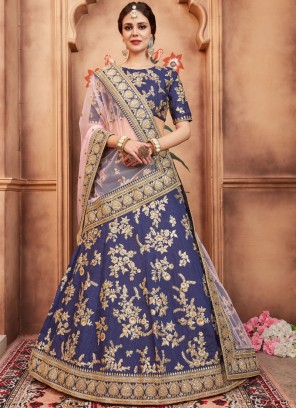 Exotic Art Silk Blue Embroidered Lehenga Choli