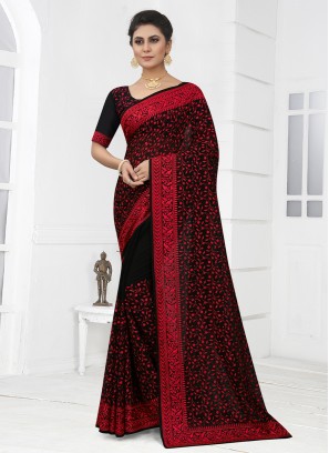 Exotic Georgette Black Resham Saree