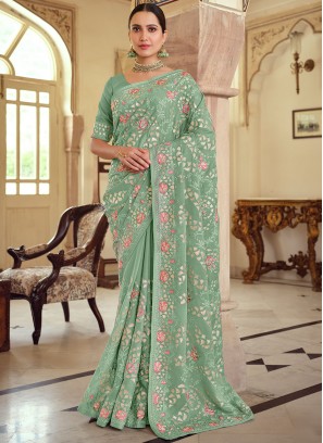 Exotic Georgette Satin Trendy Saree