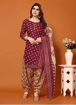 Exotic Maroon Cotton Palazzo Suit