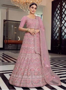 Exotic Organza Zircon Pink A Line Lehenga Choli