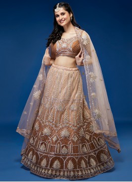 Exquisite Rust Blossom Designer Party Lehenga Chol