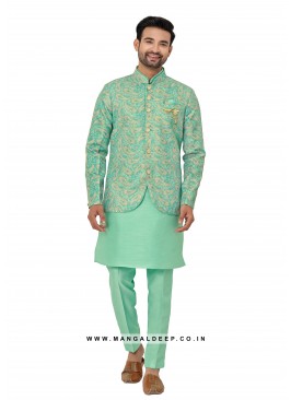 Exquisite Men's Art Silk Nehru Jacket Set with Digital Print