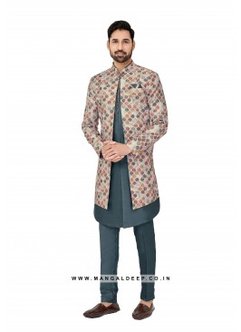 Exquisite Men's Art Silk Nehru Jacket Set with Dig