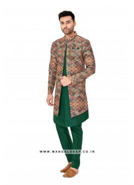 Exquisite Men's Art Silk Nehru Jacket Set with Digital Print