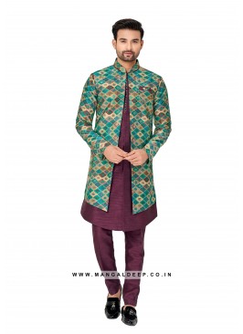 Exquisite Men's Art Silk Nehru Jacket Set with Digital Print