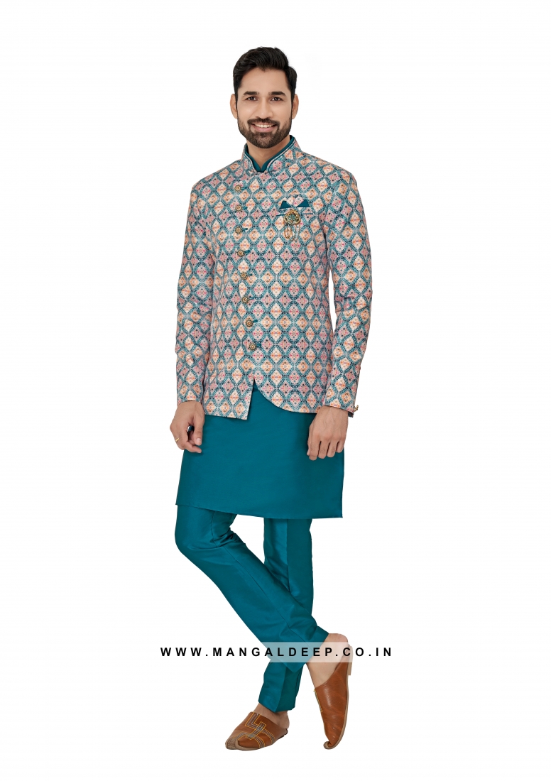 Exquisite Men's Art Silk Nehru Jacket Set with Digital Print
