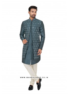 Exquisite Men's Art Silk Nehru Jacket Set with Emb