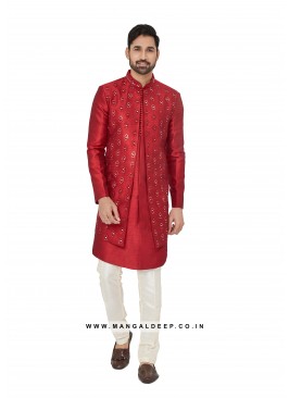 Exquisite Men's Art Silk Nehru Jacket Set with Emb