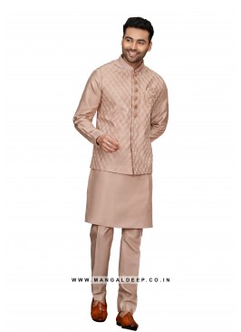 Exquisite Men's Art Silk Nehru Jacket Set with Emb