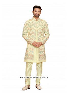 Exquisite Men's Art Silk Nehru Jacket Set with Emb