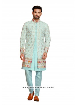 Exquisite Men's Art Silk Nehru Jacket Set with Embroidery and Sequins Work