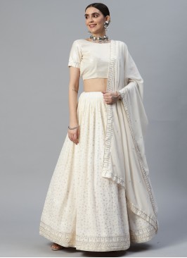 Exquisite Off White sequins Georgette Sangeet Party Lehenga Choli Set