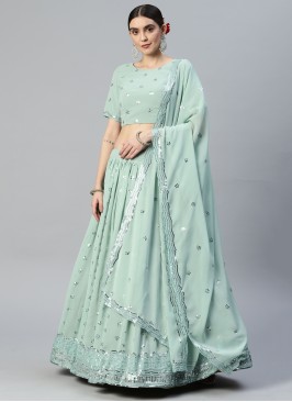 Exquisite Pista sequins Georgette Sangeet Party Le