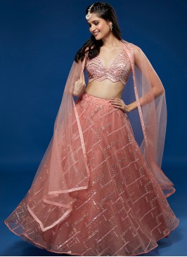 Exquisite Peach Blossom Designer Party Lehenga Choli