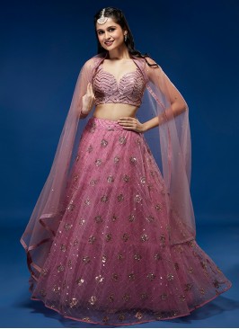 Exquisite Pink Blossom Designer Party Lehenga Chol