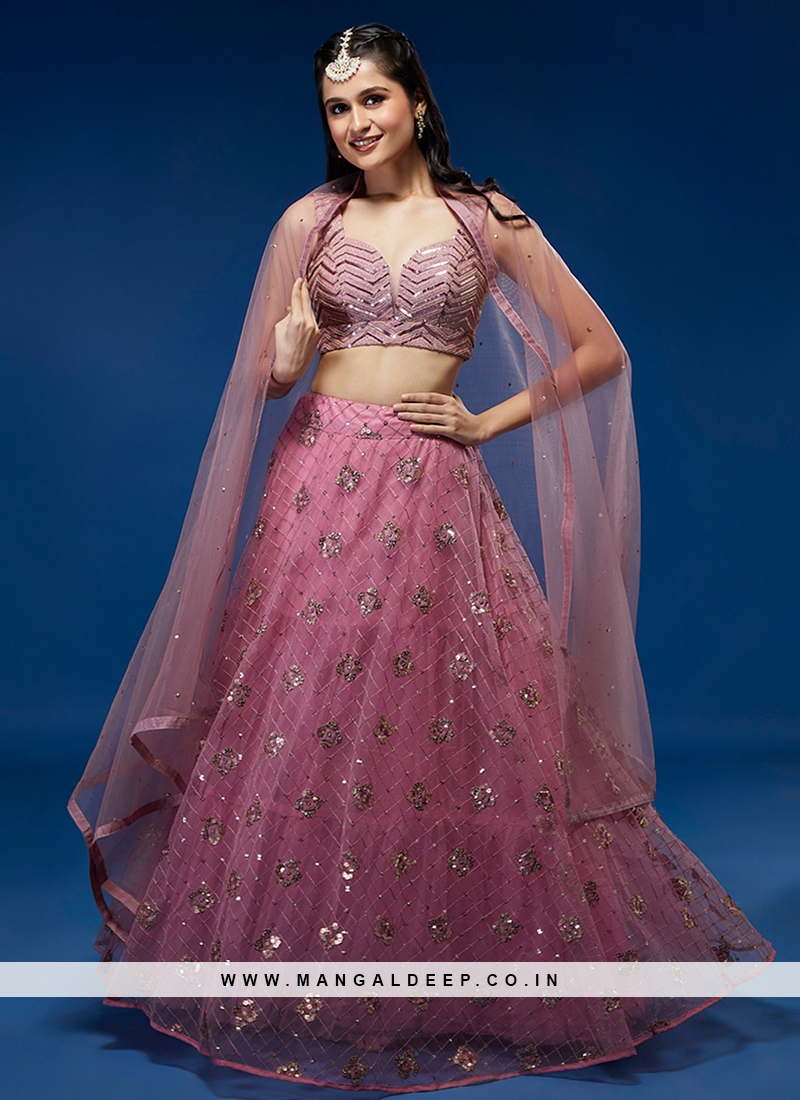 Exquisite Pink Blossom Designer Party Lehenga Choli