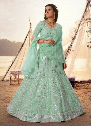 Exquisite Sea Green Designer Lehenga Choli