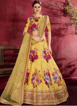 Exquisite Zari Yellow A Line Lehenga Choli